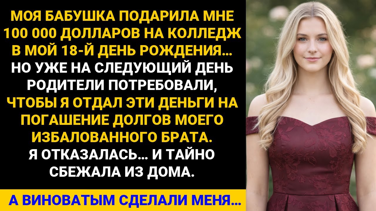 Бабушка подарила мне $100K на колледж в 18 лет — наутро родители потребовали ЭТО