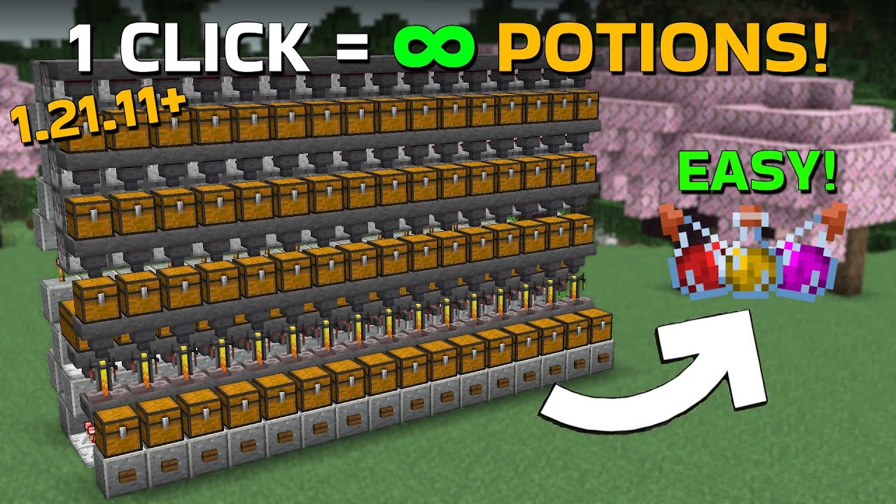 Minecraft Easy Automatic Potion Brewer| 1 Click=3 Potions! |