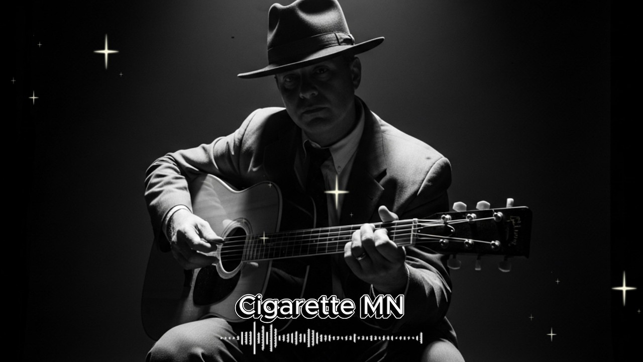 Midnight Noir Guitar Dark Acoustic Blues in Cinematic Black & White
