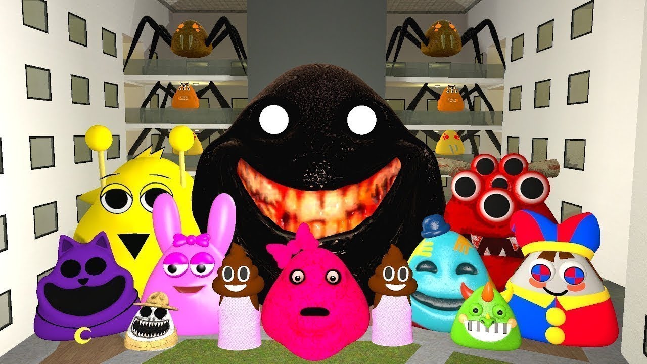 🏨SPARTAN KICKING POU BOU FAMILY FROM BOUS REVENGE and SPRUNKI POU in LIMINAL HOTEL Garrys Mod