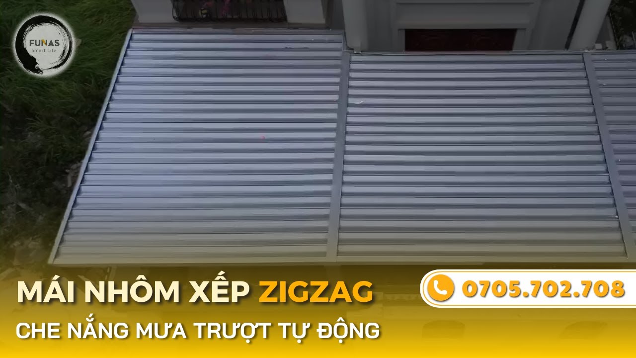 Mái Nhôm Xếp Trượt Dạng ZigZag Tự Động - Thiết Bị Che Nắng Mưa Thông Minh ✅ Funas