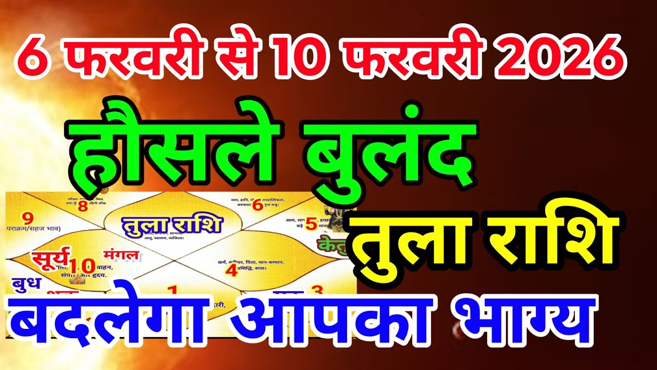 तुला राशि वालों 6 फरवरी से 10 फरवरी 2026 हौसले बुलंद बदलेगा भाग्य.Tularashi