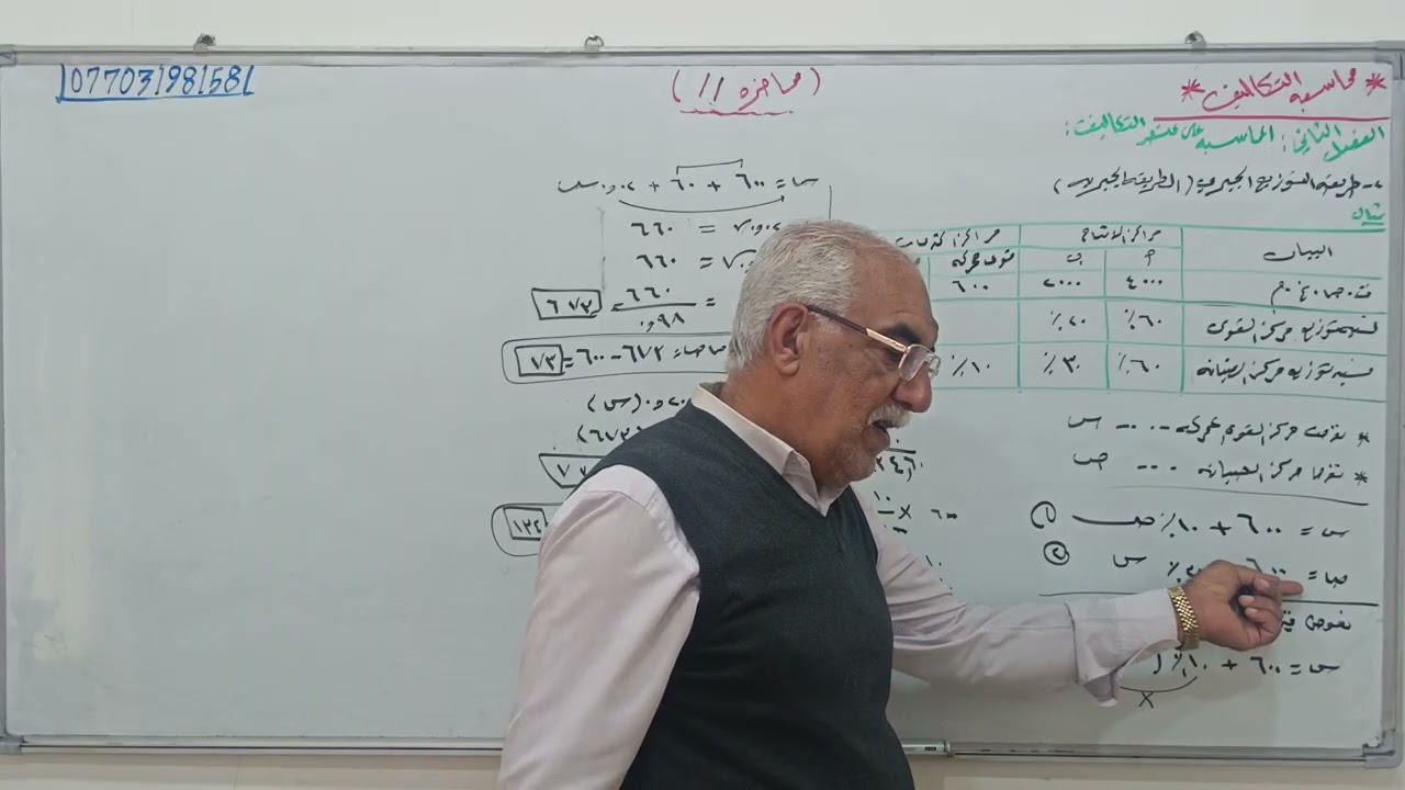 محاسبة التكاليف م/11                               طريقة التوزيع الجبري(الجبريه)    الثالث تجاري