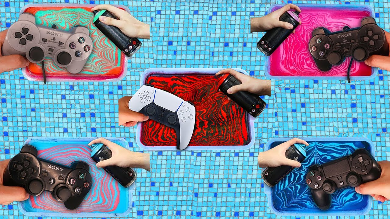 HYDRO Dipping EVERY PLAYSTATION CONTROLLER EVER ( PS1, PS2, PS3, PS4 ,PS5 ) 🎨
