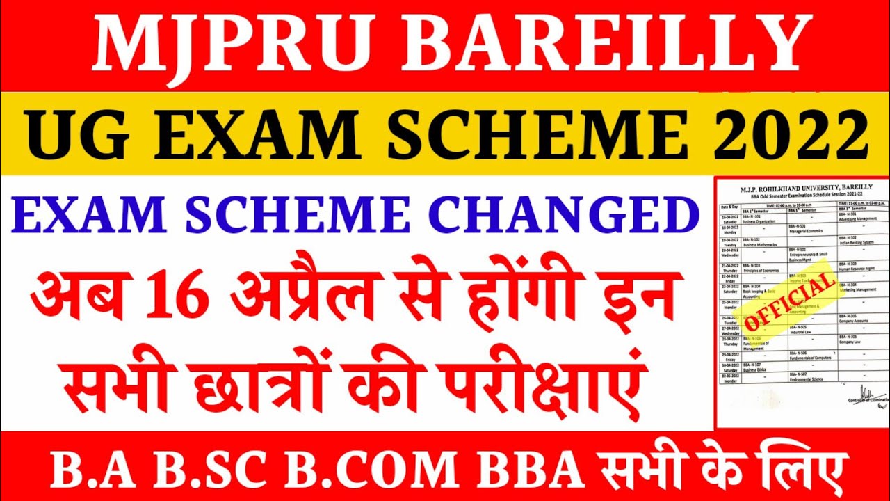 Mjpru exam scheme changed 2022 | mjpru exam schedule 2022