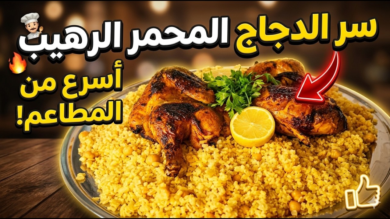 سر الدجاج المحمر المشوي في الفرن بالمطاعم.. أسرع وألذ برغل بالدجاج راح تذوقه بحياتك! 🍗🔥
