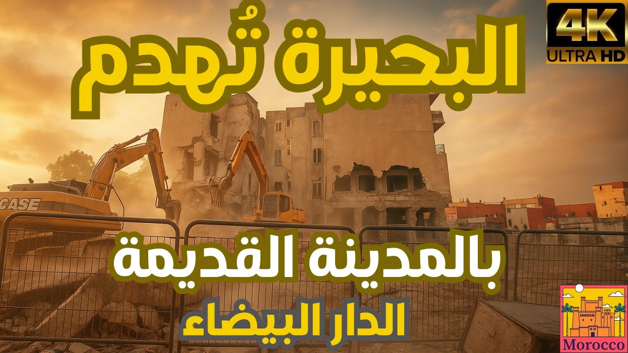 شاهد بداية هدم منطقة البحيرة الشهيرة في المدينة القديمة الدار البيضاء