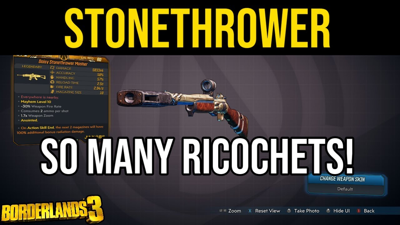 CRAZY RICOCHETS! NEW JAKOBS AR! // Legendary Stonethrower Video! // Borderlands 3