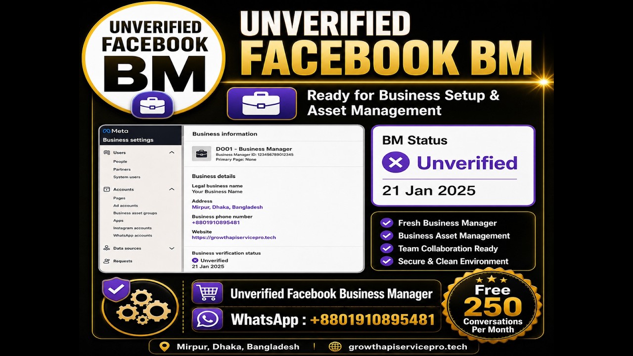 Buy Unverified Business Manager (BM) for Facebook Ads | Fast Delivery