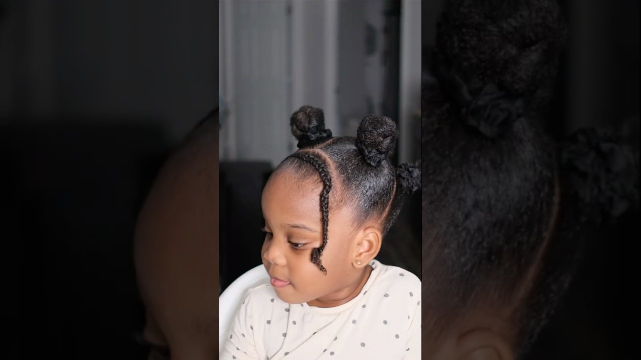 Easy Toddler Hairstyle 4c Hair Braided Buns #toddlerhairstyles