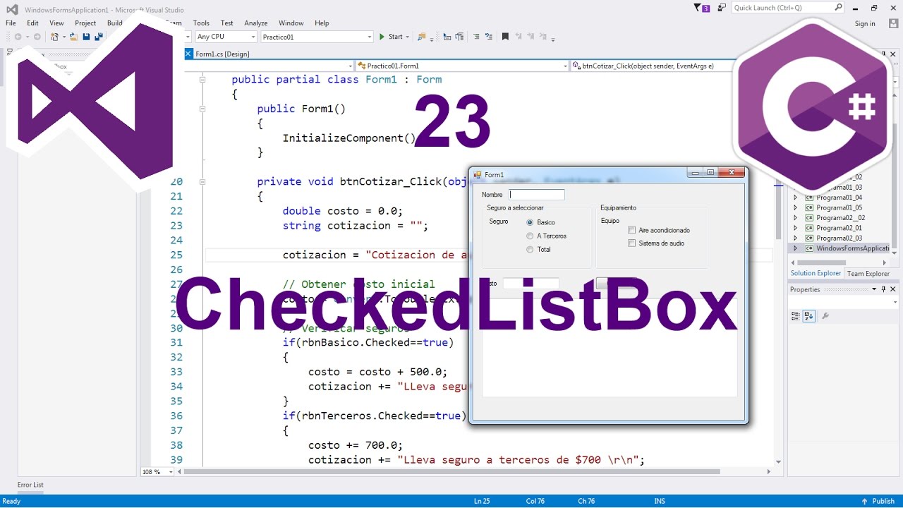 Programación Windows Forms C# 23 --- CheckedListBox
