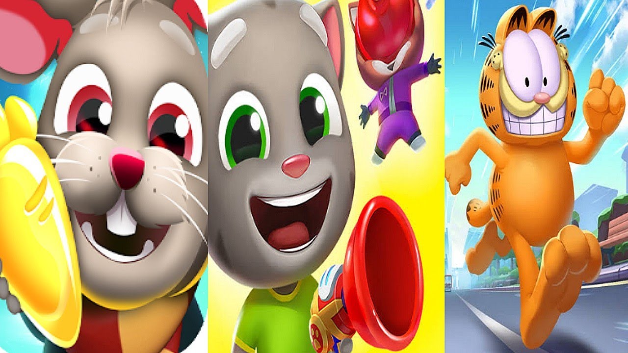 Talking Tom Blast Park vs Garfield Rush vs Rabbit Run Ninja Gameplay Android ios