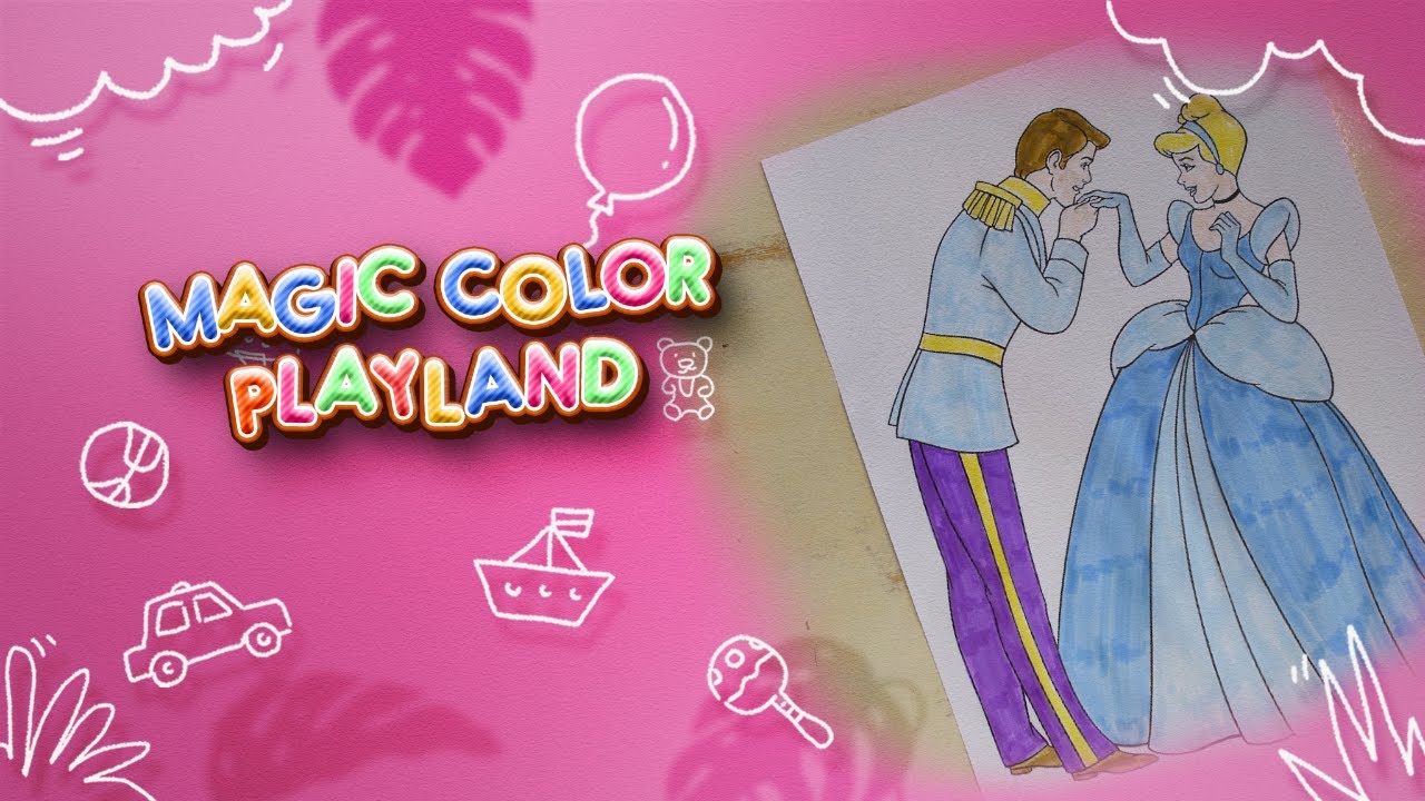 Coloring Cinderella and Prince Charming Together | MagicColor PlayLand