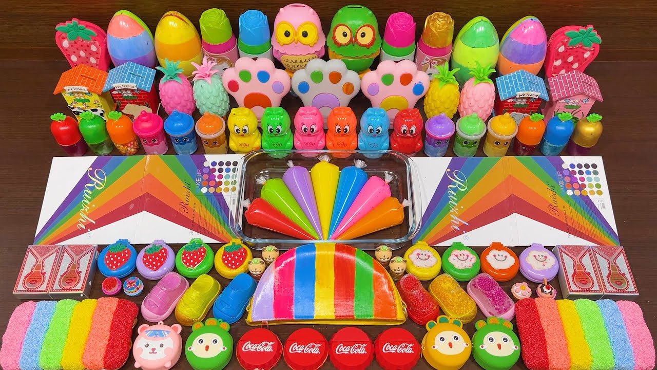 RELAXING With PIPING BAG & RAINBOW! Mixing Random into GLOSSY Slime ! Satisfying Slime #1252