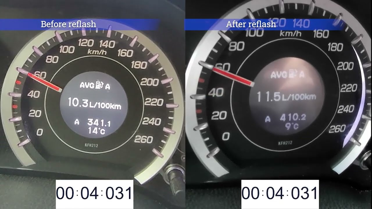 HONDA ACCORD VIII CU2 K24Z3 || 0 - 100 || 0 -150 || Before and After REFLASH comparison