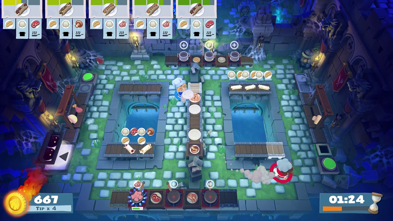 Overcooked 2: Night of the Hangry Horde, Level 3-1, 2 Players, 4 Stars (1479)
