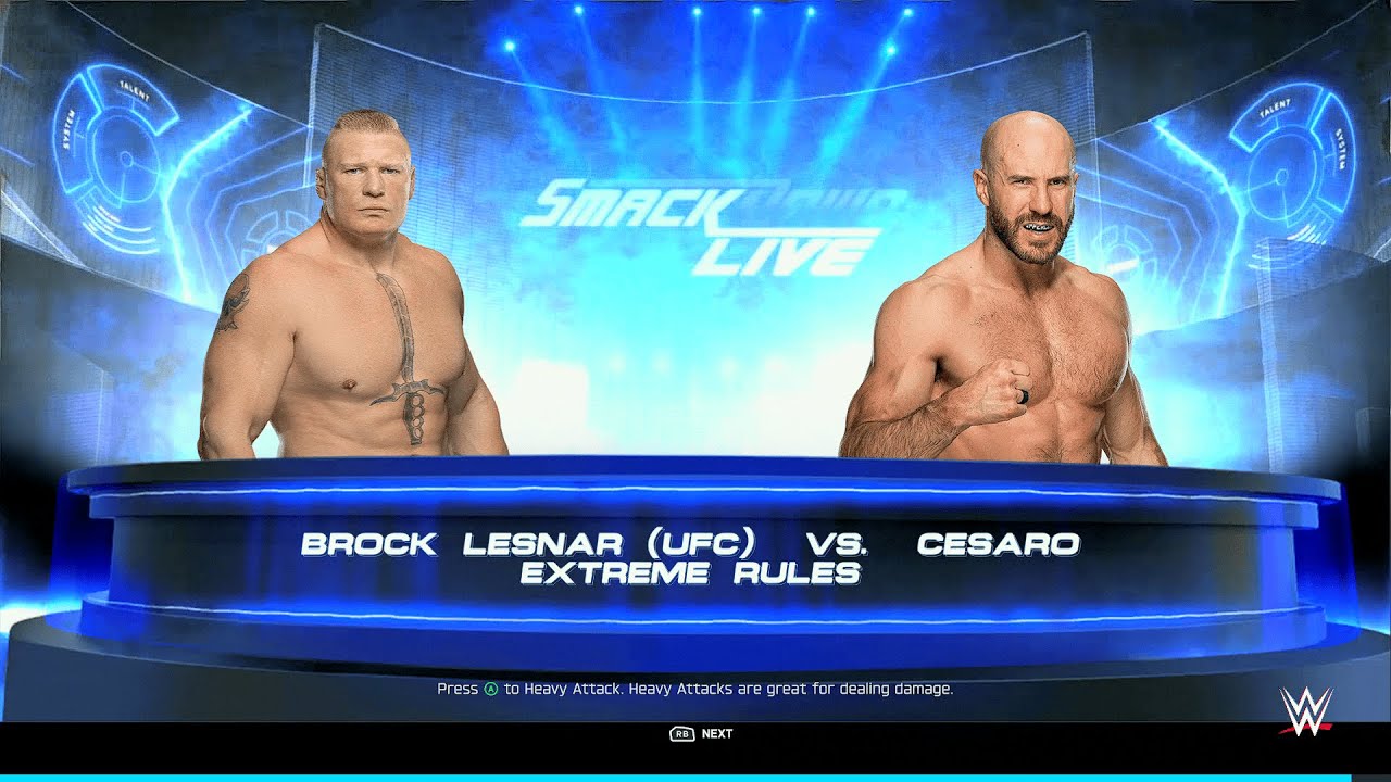 WWE 2K25: Brock Lesnar UFC vs. Cesaro: Extreme Rules Match The Beast vs Swiss Cyborg