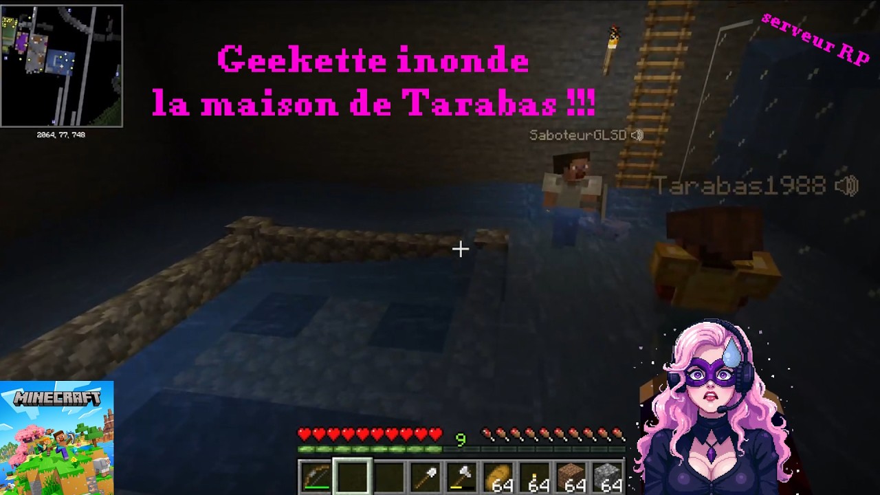 Minecraft serveur RP (épisode 39) : inondation, incendie et élevage d'axolots !!!