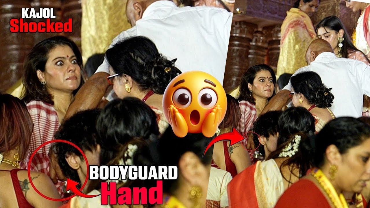 Kajol Shocked by Bodyguard Unexpected Touch At North Bombay Biggest Durga Puja 2025