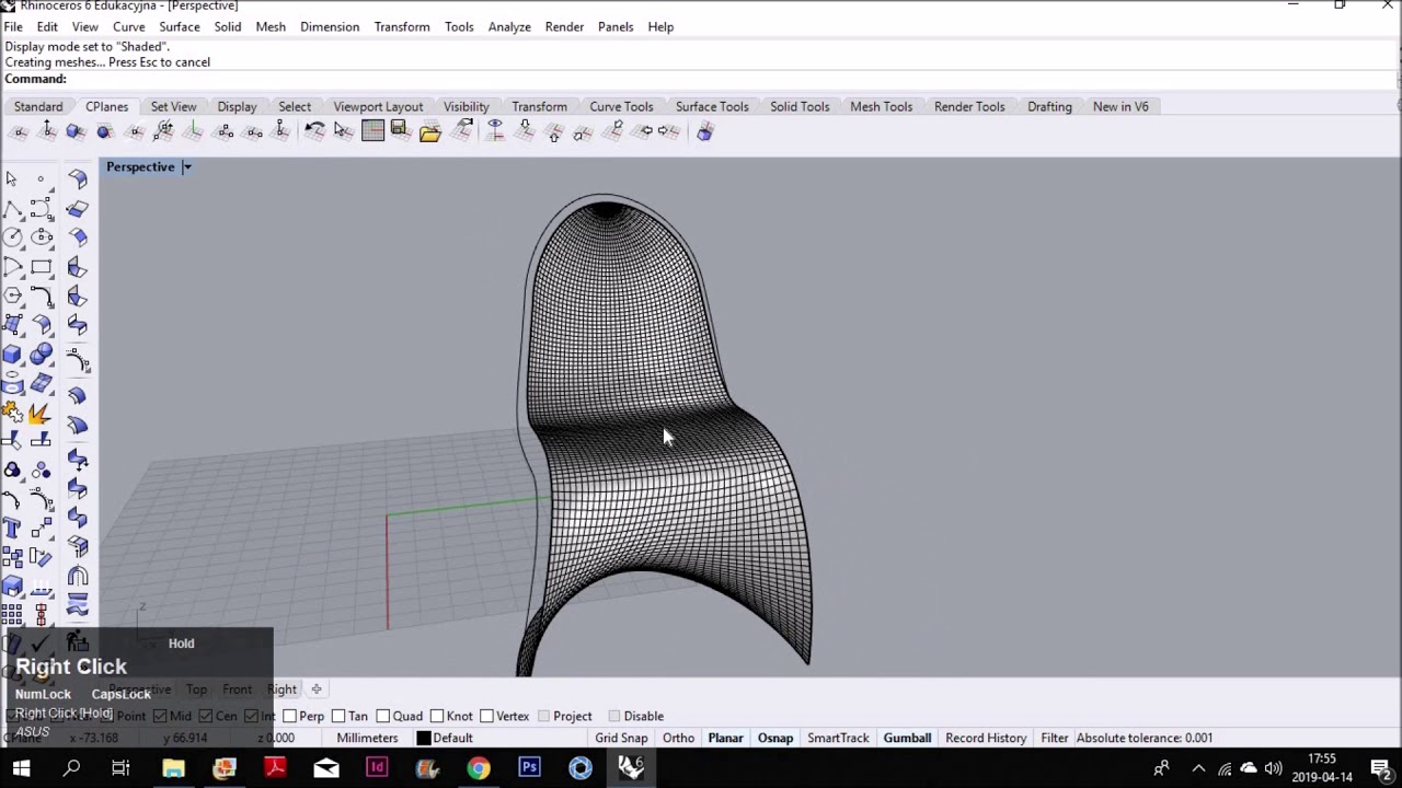 Rhinoceros 6 tutorial Pantone chair