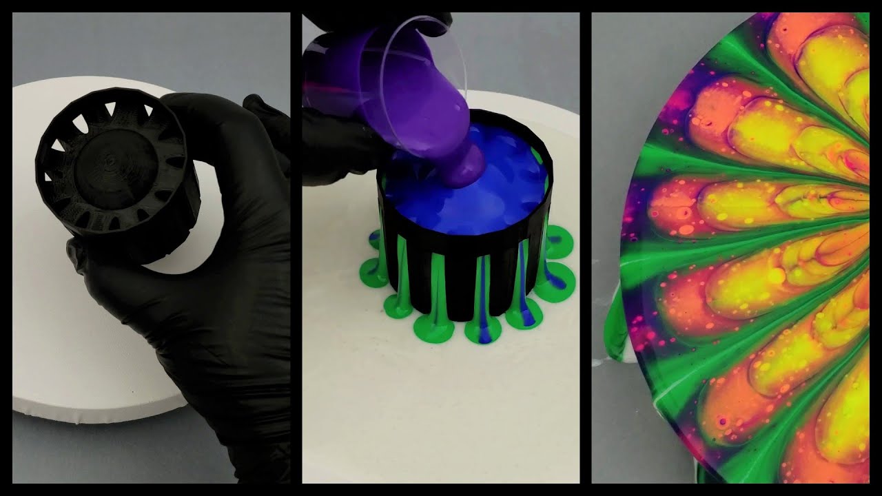 3D Printed Pour Tool Experiment~! Acrylic Paint Pouring Fluid Art
