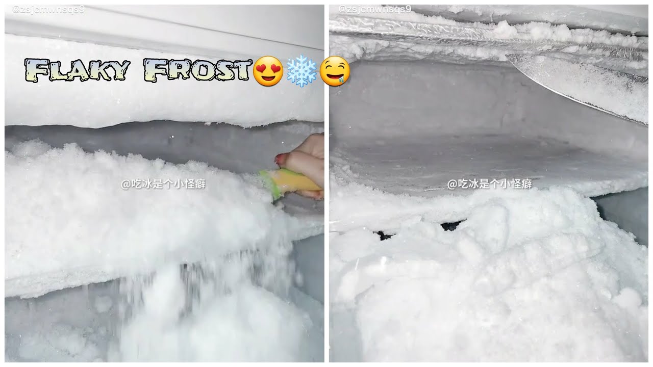 *ASMR* FREEZER SCRAPING, FLAKY FROST EATING, FROST MOUNTAIN😍❄❄❄🤤