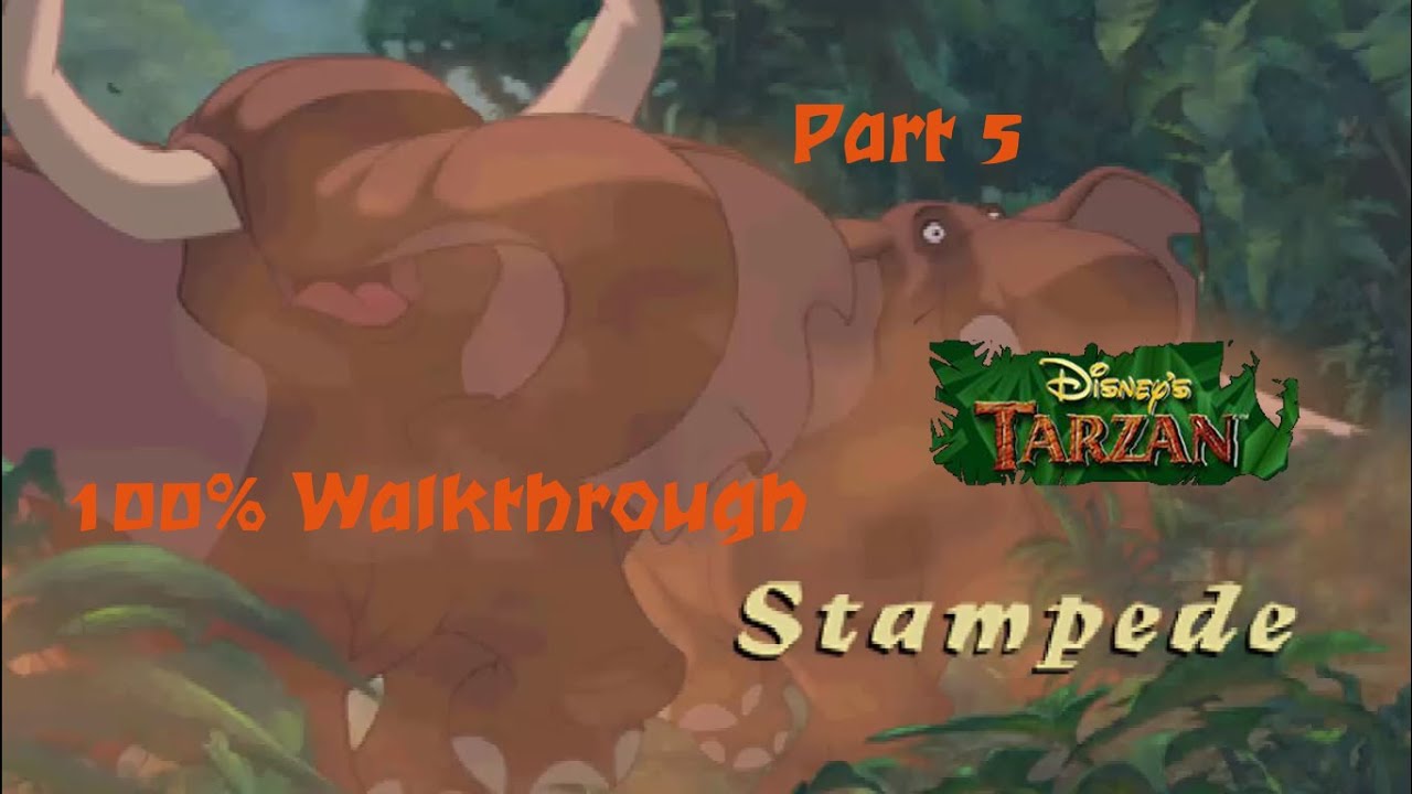 Disney's Tarzan (PS1) 100% Walkthrough - Part 5 - Level 4: Stampede (Hard)