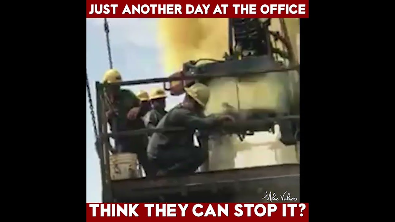 Rig Hands Try To Control A Well Blowout