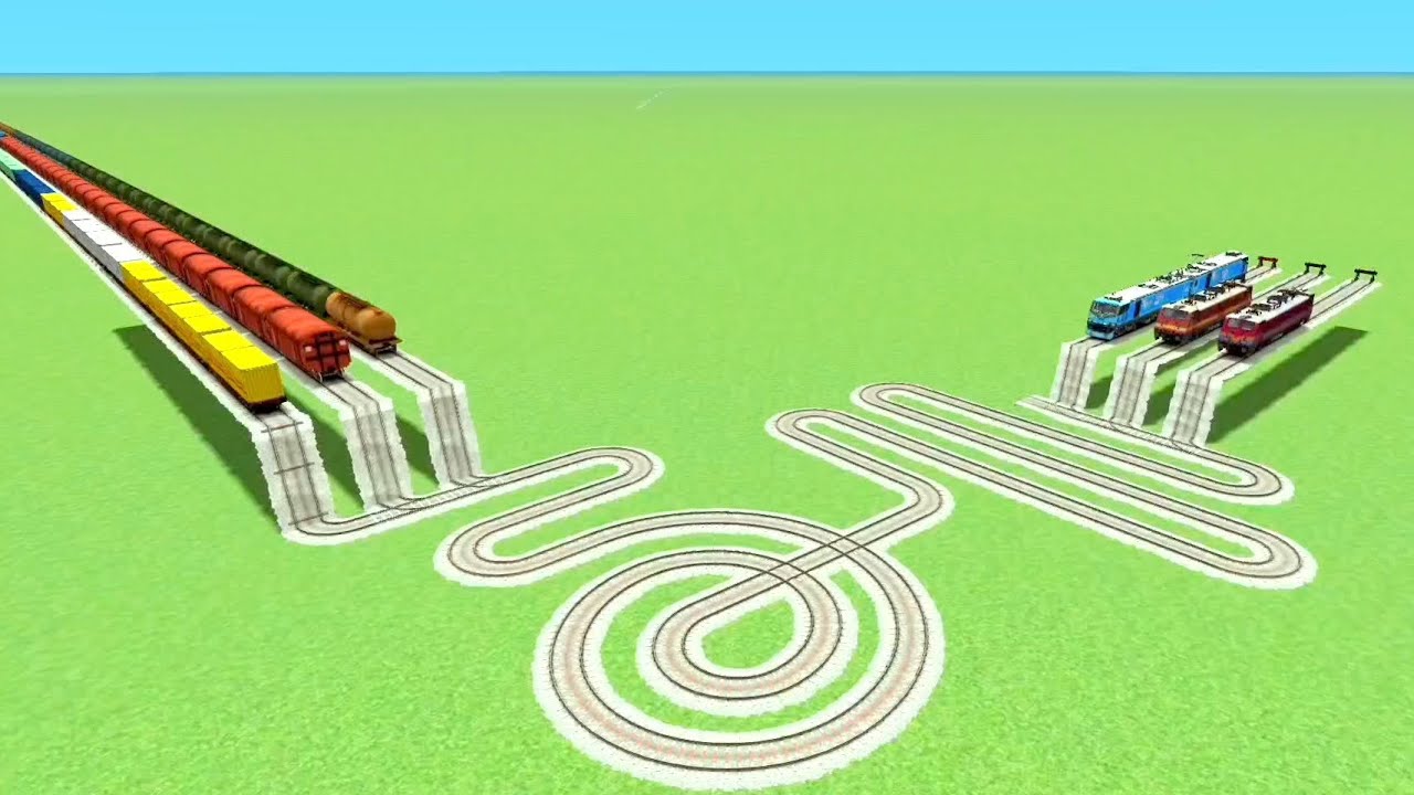 EIGHT🐍 CRAZY TRAINS CROSSING SLIDE CIRCLES FLYING TRACKS💖 RAILROAD RAILWORK BEANG  TRAIN