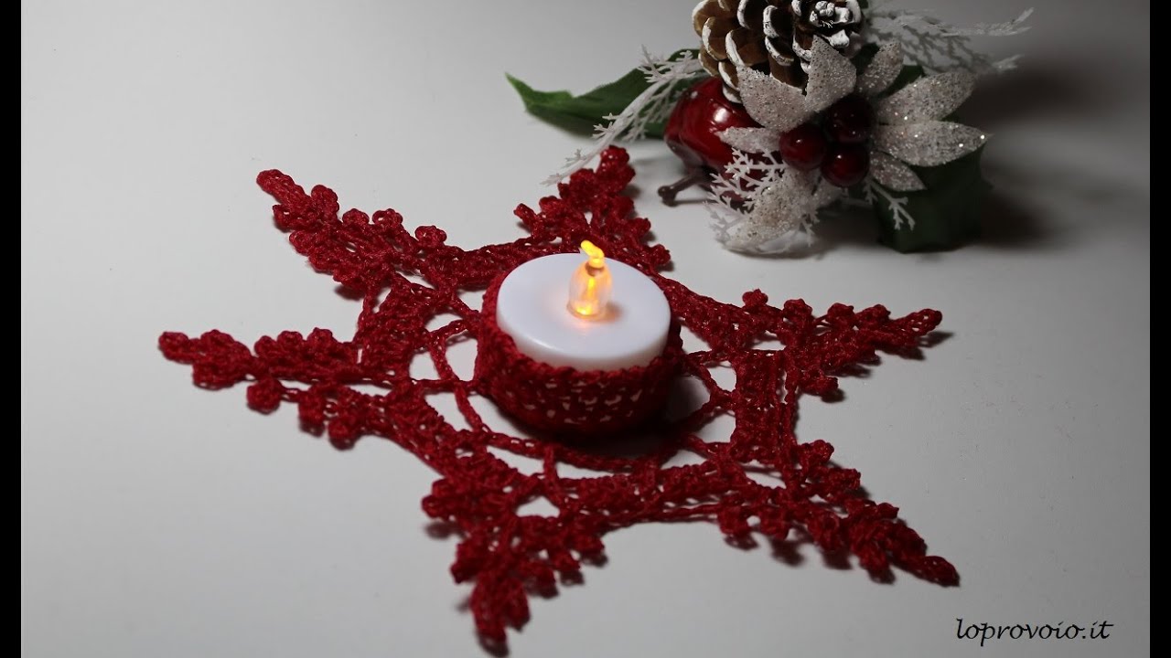 Portacandela all'uncinetto - Crochet candle holder