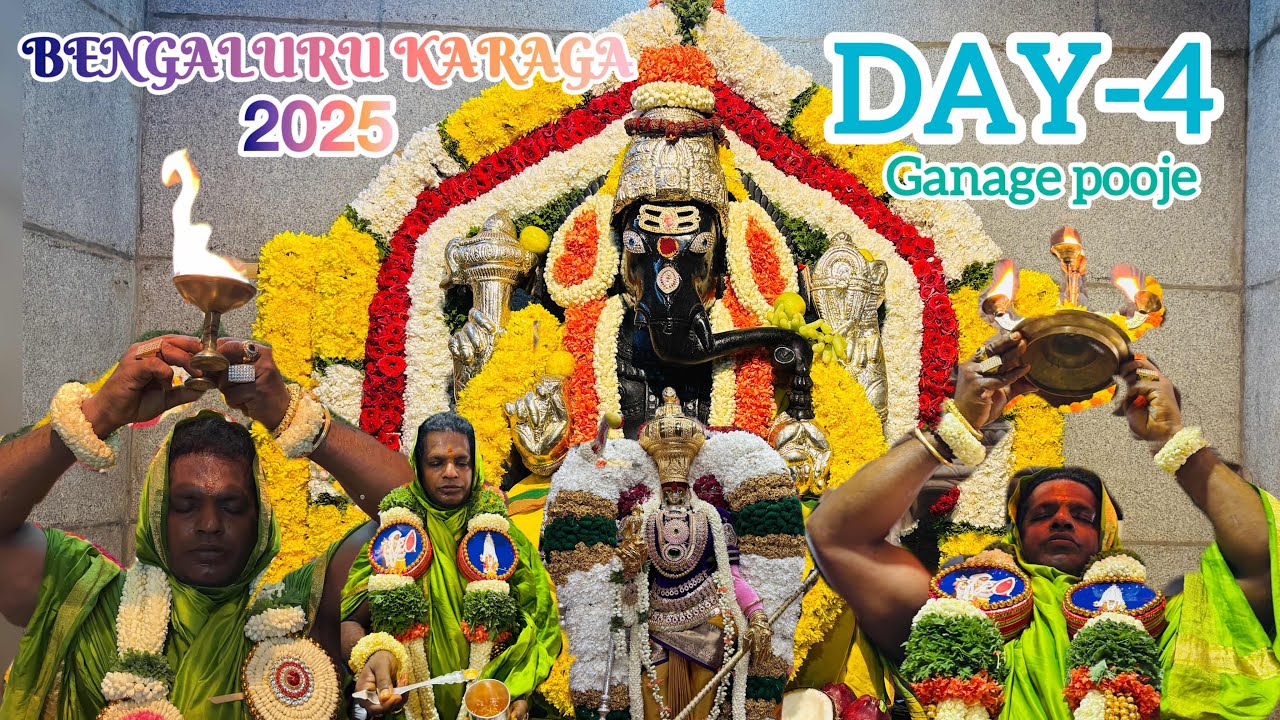 BENGALURU KARAGA 2025 || DAY-4 POOJE AT JALAKANTESHWARA SWAMY TEMPLE AND GANESHA TEMPLE KR.market ||