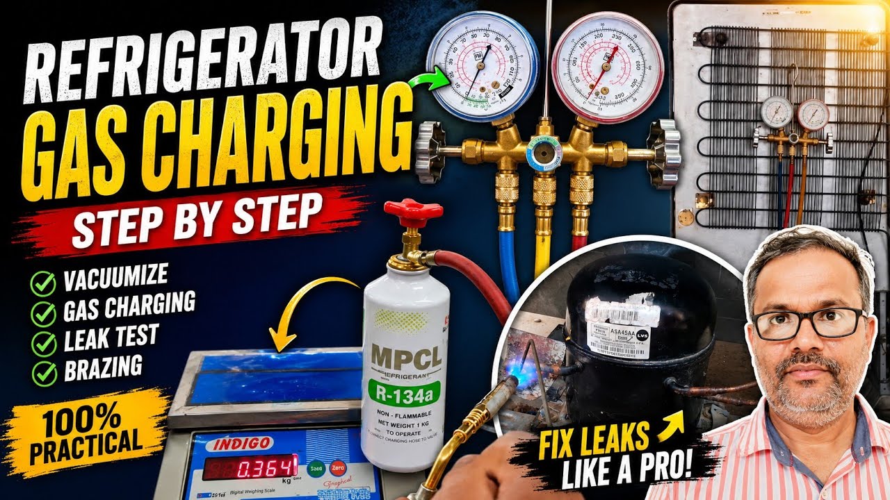 GAS CHARGING FOR REFRIGERATOR//ರೆಫ್ರಿಜರೇಟರ್‌ಗೆ ಗ್ಯಾಸ್ ಚಾರ್ಜ್ ಮಾಡುವ ವಿಧಾನ, ಕನ್ನಡದಲ್ಲಿ ವಿವರಣೆ.
