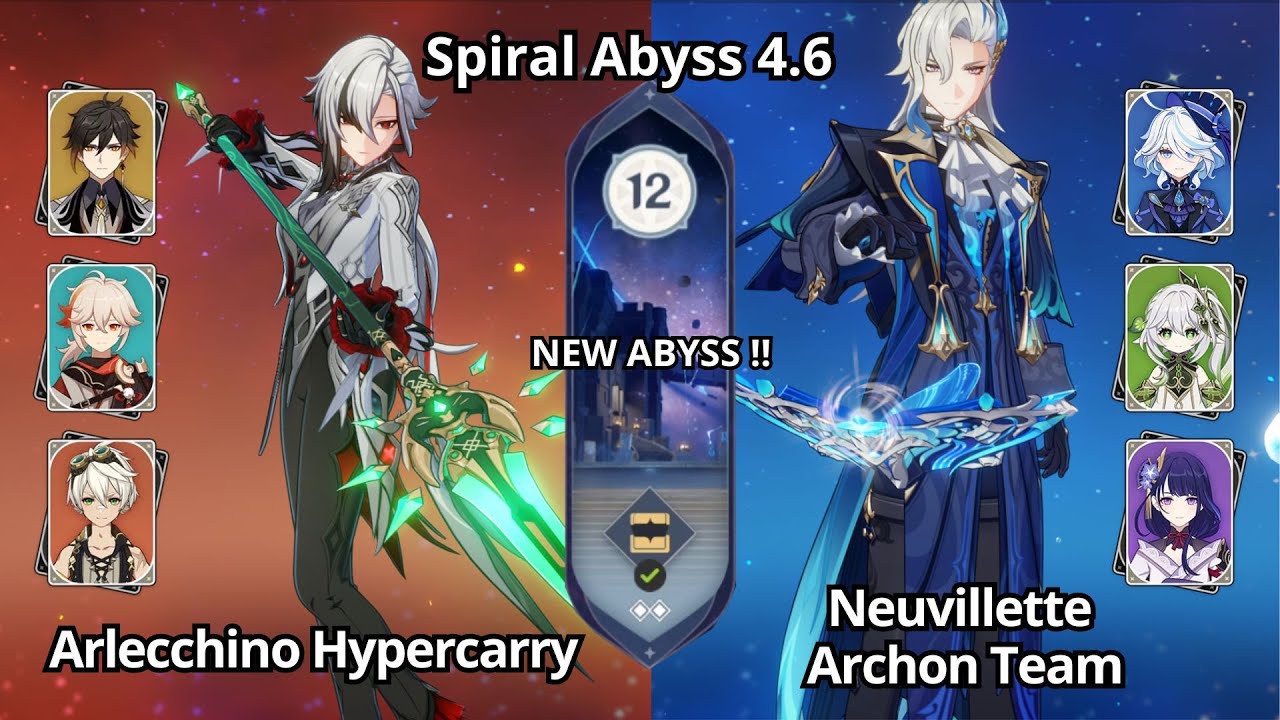 C0 Arlecchino Hypercarry & C0 Neuvillette Archon Team - NEW Spiral Abyss 4.6 Floor 12 Genshin Impact