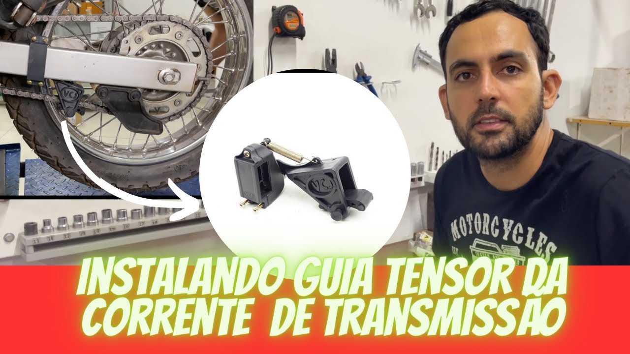 Como instalar guia tensor da corrente de transmissão! #motos #oficinademotos