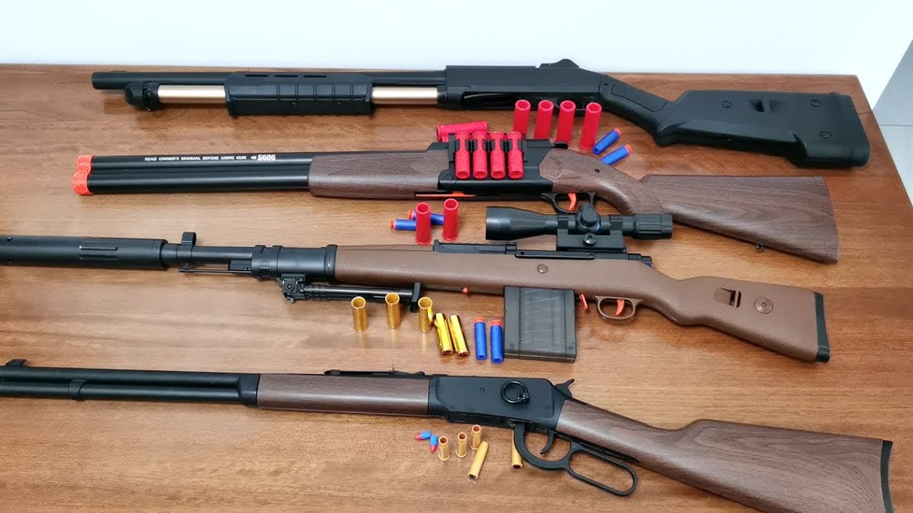 S686 Double Barrel Shotgun - 98k Sniper Gun - Winchester M1887 - M870 Shell Ejection Soft Bullet Toy