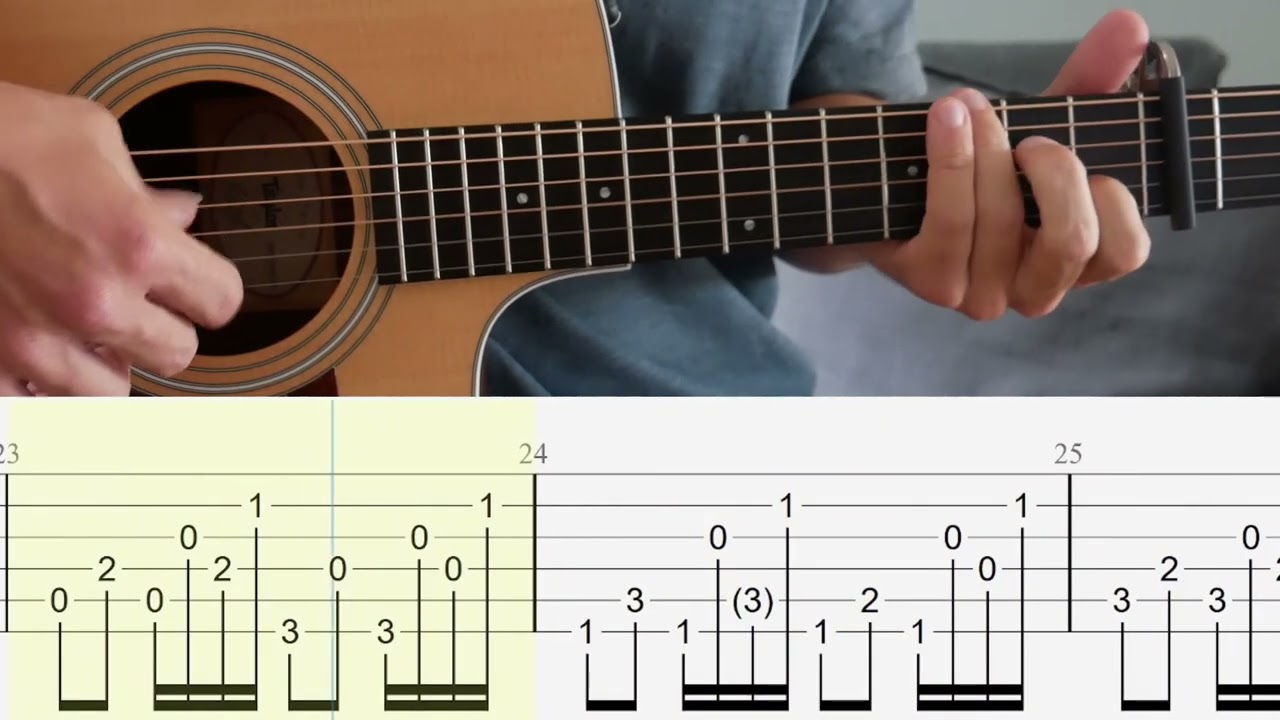 Blessings - Hollow Coves - Guitar Tutorial + TABS on screen