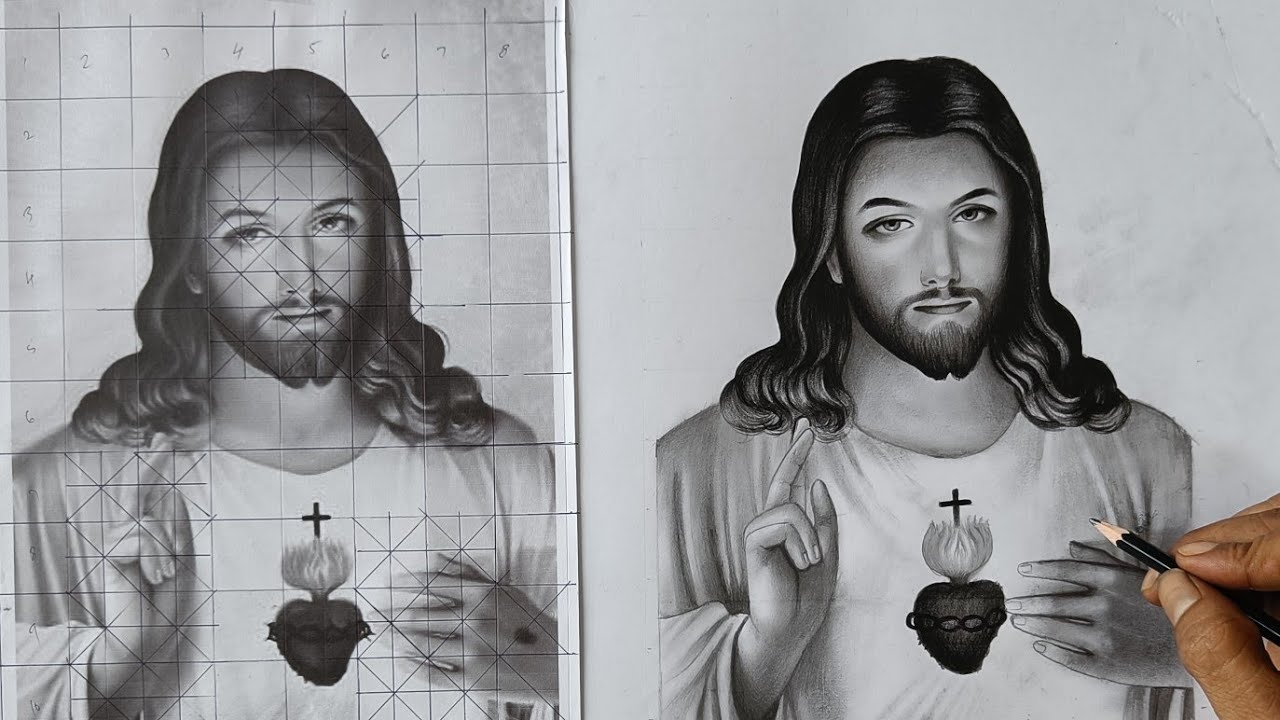 Pencil Drawing Jesus Christ | Grid method | Pencil Shading Tutorial in Tamil | Live Art Chennai