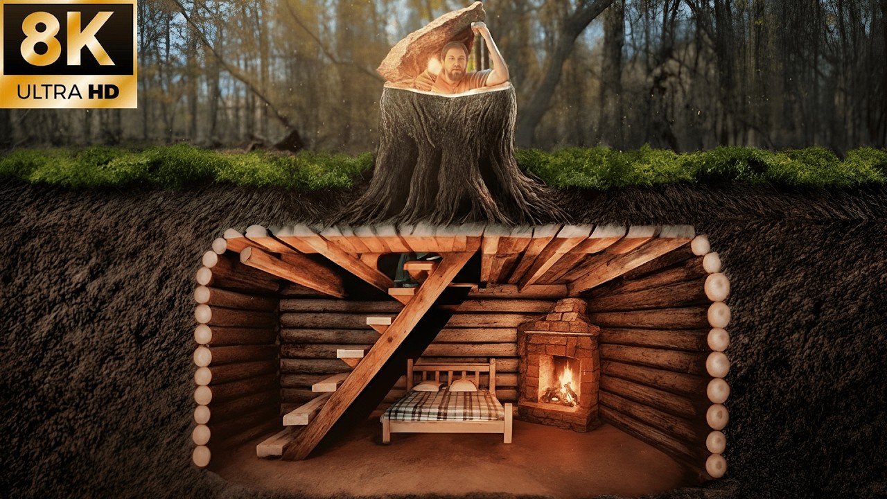 I Built a SECRET Underground Stump Bunker – Mind-Blowing Survival Hack!