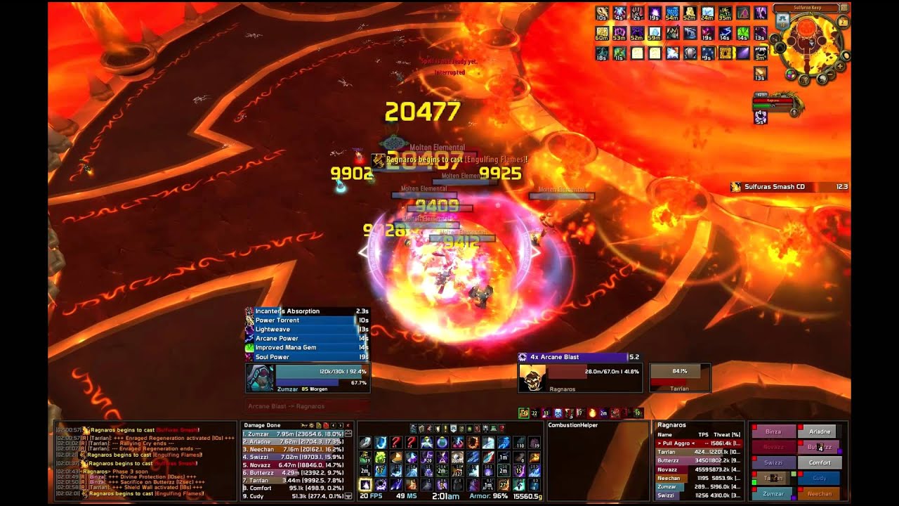NORMAL Ragnaros (10-man) - Arcane Mage PoV - HD
