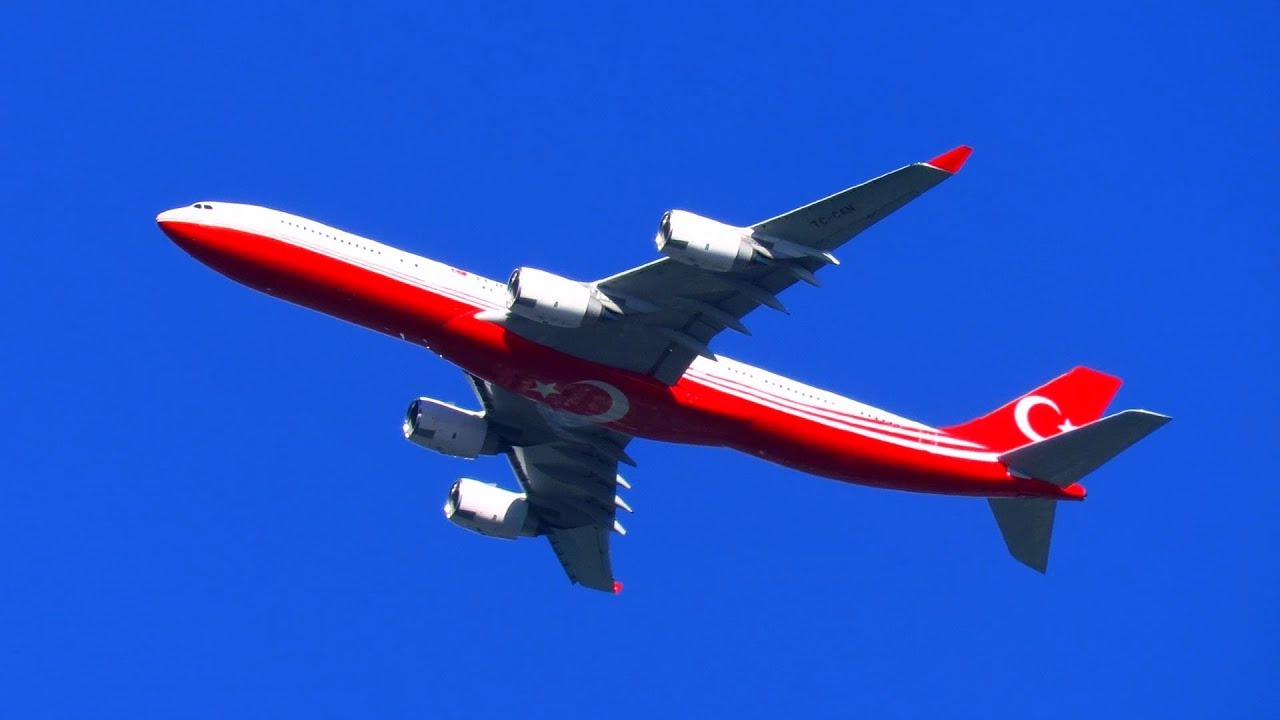 Turkish Government A340-500, A330-200 + A319 with President ERDOGAN Onboard Departing from Berlin!