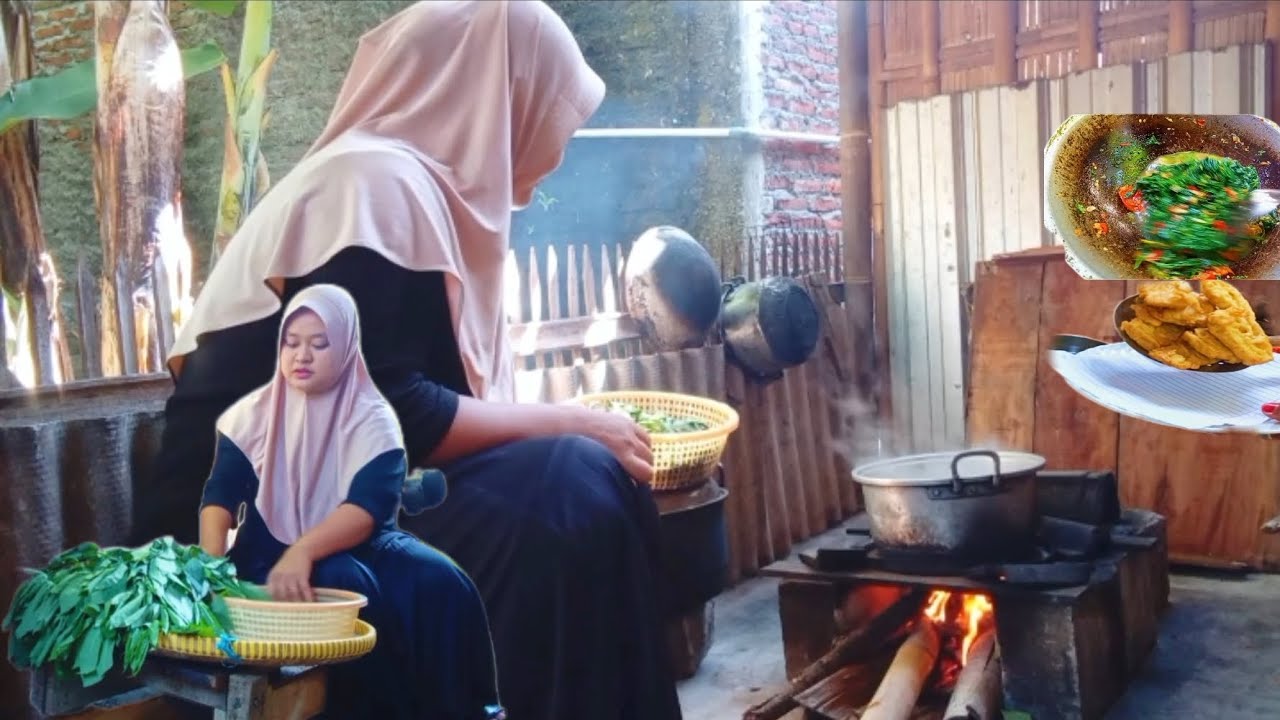 Masakan rumahan || Tumis daun singkong pedes, tempe goreng || kesukaan pak suami