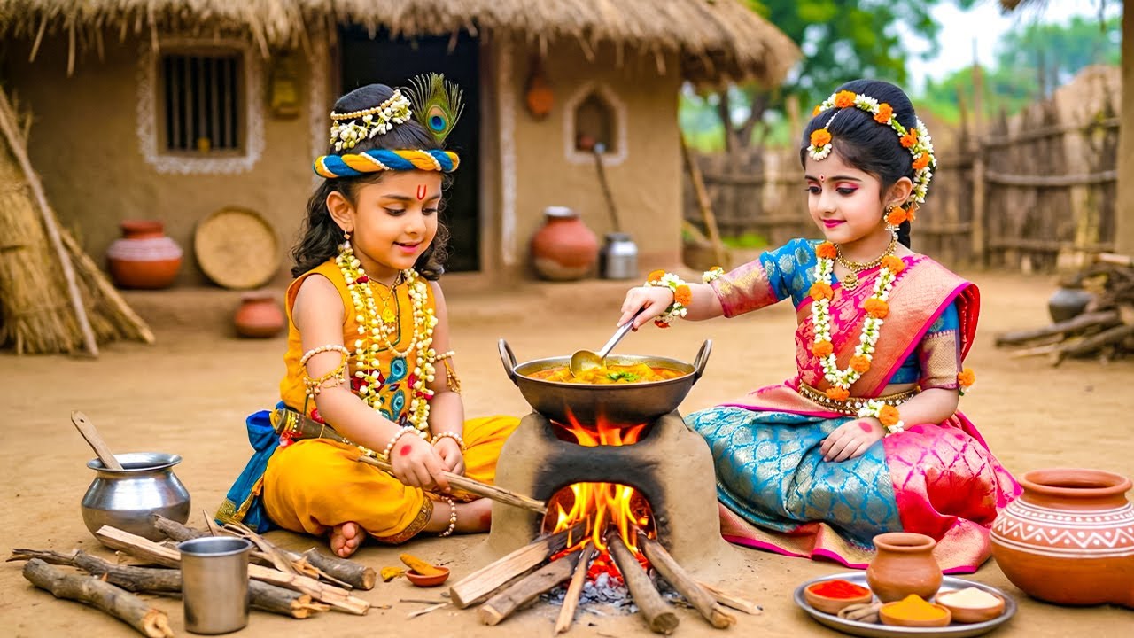 कान्हा ने राधा के साथ मिलकर मईया के लिया भोजन बनाया | यशोमती मईया के नंदलाला | Shree Krishan