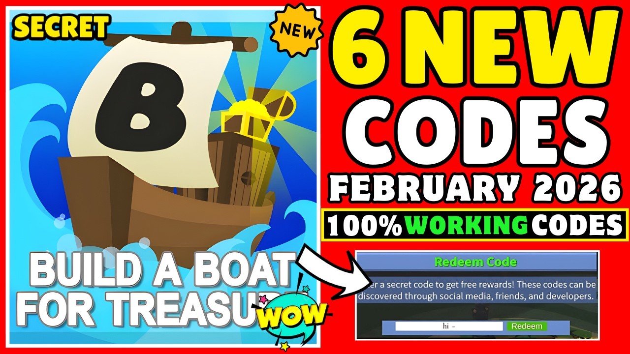 ⚠️VALENTINES!🎁UPDATE⚠️ BUILD A BOAT FOR TREASURE CODES 2026 - BUILD A BOAT FOR TREASURE ROBLOX CODES