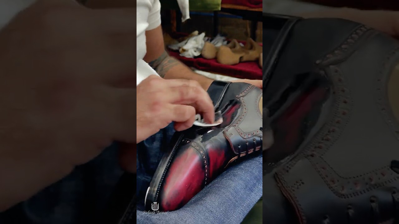 The Sounds of Shoe Making | Shoe Dyeing | Stefano Bemer #shorts
