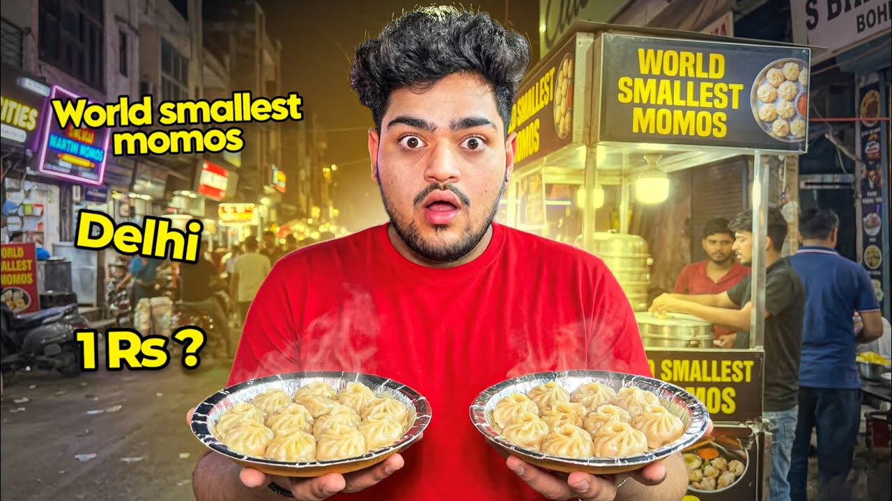 TRYING WORLD SMALLEST MOMOS IN DELHI 😱- FOOD CHALLENGE 🔥