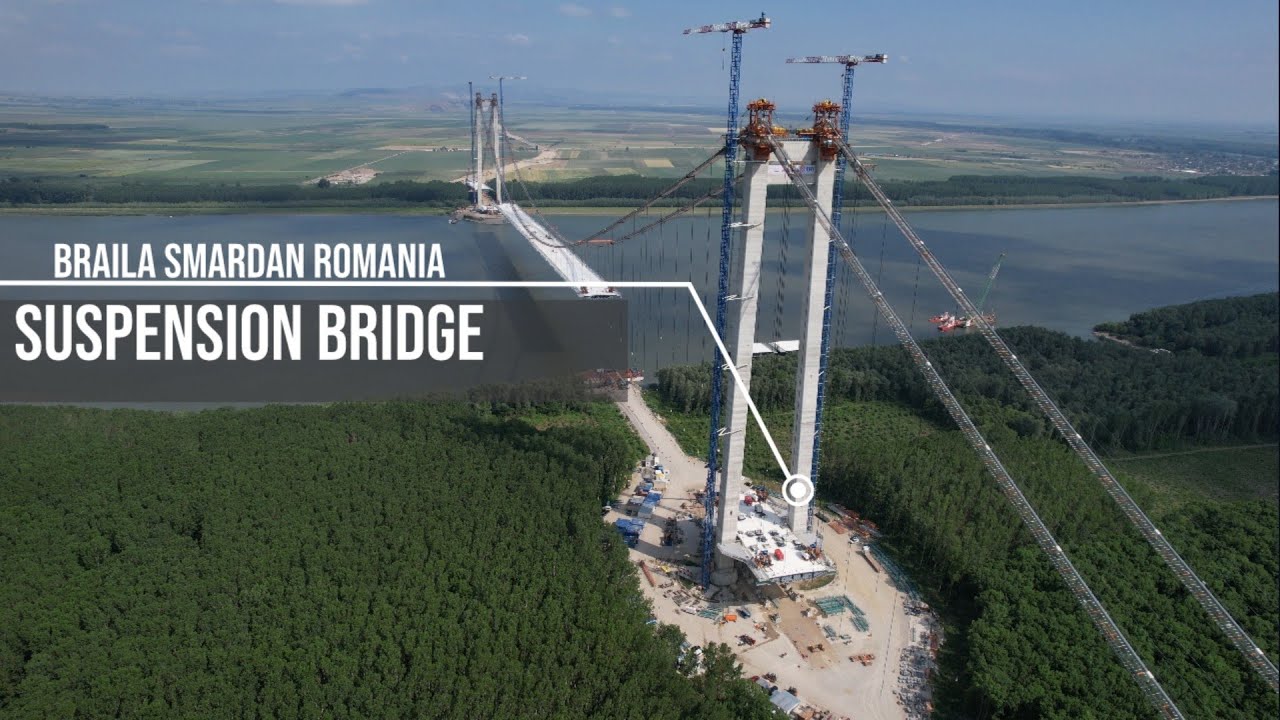 Pod suspendat Braila Suspension Bridge over the river Danube #infrastructure #machinery