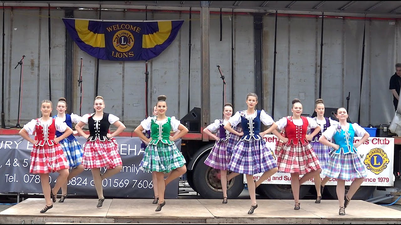 Scottish Highland Dancing to 'Highland Cathedral' during Stonehaven Feein' Market 2019 in Scotland