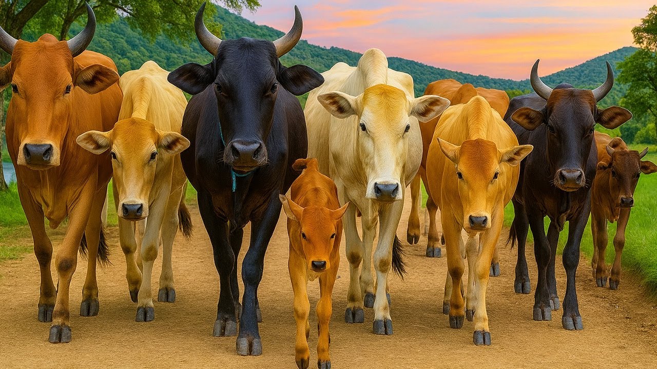 WOW AMAZING, Dozens of Cattle Walking in droves to the pen, Cows Mooing, Cute Cows Walking Leisurely
