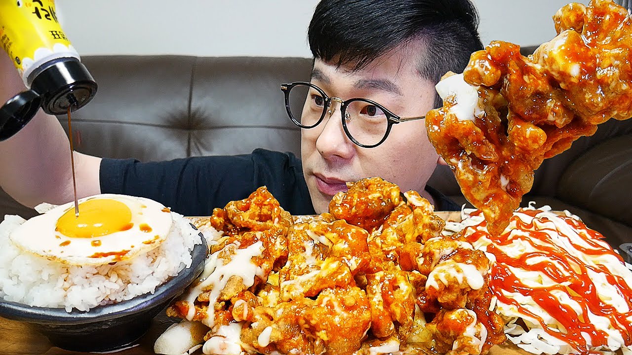 ASMR MUKBANG Korean Sweet Chicken & soy sauce egg rice EATING SHOW