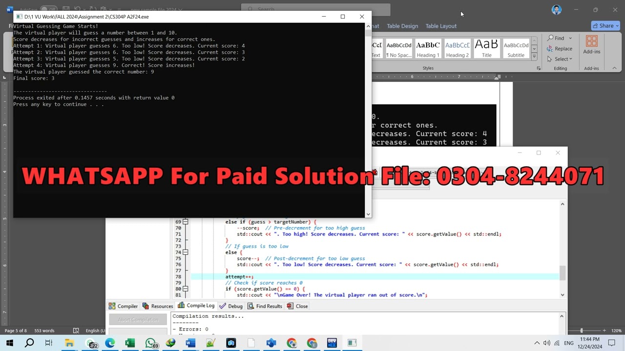 CS304P Assignment 2 100% Correct Solution Fall 2024, CS304P Assignment 2 Solution FALL 2024, CS304P